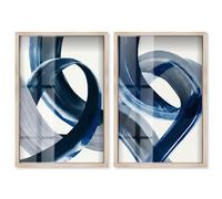 Modern Tides Shadowbox - Juego de arte abstracto de Art Remedy, marco rubio, 20 x 30 pulgadas
