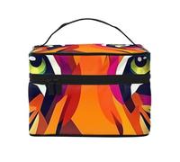 Modern Tiger - Neceser de viaje para maquillaje, organizador portátil con compartimentos con cremallera para cepillos, botellas y cuidado de la piel