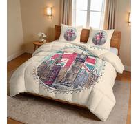 Modern Travel Super King - Edredón sin funda de edredón de 7,5 tog, suave y cálido, 100% algodón lavado, 260 x 220 cm, estampado de bandera nacional del Big Ben, edredón para adolescentes y adultos