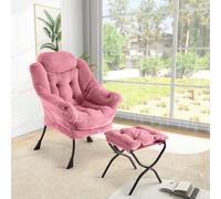 Modern Velvet Accent Chair Set with Ottoman - Adjustable Reclining Armchair, Removable Washable Cushion, Side Pocket, Collapsible Footrest, 400lbs Capacity - Comfortable Lounge Chair for Living Room