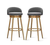 Modern Velvet Bar Chairs Set of 2 Stylish Counter Stools with Gold Metal Legs Low Back Design Perfect for Kitchen Island & Dining Room 25.6'' Height.