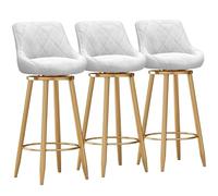 Modern Velvet Bar Stool Set o 3Swivel Upholstered Back Chairs with Gold Metal Footrest for Kitchen Island/comedor blanco 75 cm altura