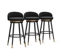 Modern Velvet Bar Stools 360° Swivel Breakfast Bar Chairs with Back Set of 3 Stylish Kitchen Counter Height Stools for Island & Restaurant Dining
