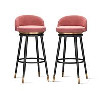 Modern Velvet Bar Stools 360° Swivel Chairs with Back Upholstered Breakfast Bar Height Counter Stools for Kitchen Island & Restaurant Set of 2