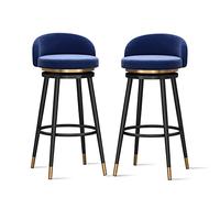 Modern Velvet Bar Stools 360° Swivel Counter Chairs with Back Stylish Breakfast Bar Height Seating for Kitchen Island & Restaurant Set of 2