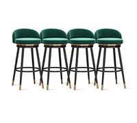 Modern Velvet Bar Stools 4 PCS 360° Swivel Counter Chairs with Back for Kitchen Island & Breakfast Bar Stylish Upholstered Design for Restaurants & Home Use