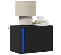 Modern Wall Mounted LED Night Stands 2 Pack Black with RGB Lights, Space Saving Floating Bedside Table with Storage Drawer for Bedroom, Living Room, Dorm - Engineered Wood