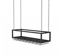Modern Wall Mounted Wine Display Rack with Hanging Wine Glass & Bottle Rack Ceiling Nizer for Bars & Restaurantes Decorative Iron Chain Floating Shelves and Storage for Kitchens Unique Ba
