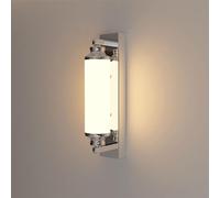 Modern Wall Sconce Led Chrome Wall Mount Light Indoor Wall Sconces with White Glass Lamp Shade, 20W Vanity Wall Lighting Fixtures for Living Room Bedroom Mirror Cabinet/Warm Light