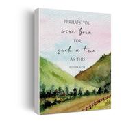 Modern Watercolor Christian Art Esther 4:14 Canvas Print Such a Time as This Inspirational Wall Decor Home Office(Framed,16x24inch(40x60cm))