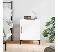 Modern White Engineered Wood Nightstand 40x40x50 cm with Storage Shelf and Metal Legs, Compact Bedside Table for Small Spaces, Sturdy and Stylish Home Furniture
