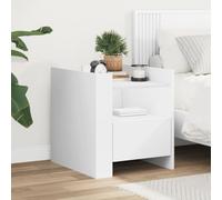 Modern White Engineered Wood Nightstand 45x50x50 cm with Drawer, Sturdy Bedside Table for Bedroom & Living Room, Elegant Storage Furniture, Easy to Clean & Assemble