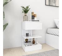 Modern White Nightstand 40x35x65 cm, Particle Board Bedside Table with Wall Mount, Sturdy & Durable for Bedroom Decor, Perfect for Books & Accessories Storage