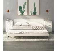 Modern White Nightstand Set of 2 with 3 Drawers, 40x36x65cm Bedside Table for Bedroom, Sturdy Plywood Storage Cabinet with Smooth Surface, Space-Saving Design for Home Decor