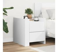 Modern White Nightstand with 2 Drawers, Engineered Wood Bedside Table 45x50x50 cm for Bedroom & Living Room, Sturdy & Moisture-Resistant, Easy to Clean, MAX Load 50kg, Wall Mountable