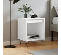 Modern White Nightstand with Storage 40x35x50 cm, Engineered Wood Bedside Table with Metal Legs, Compact Night Stand for Bedroom, Living Room, Durable & Easy to Clean