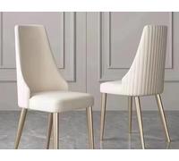 Modern White PU Leather Dining Chairs with Stainless Steel Legs Set de 2 sillas ergonómicas para sala de estar y comedor
