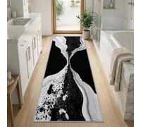 Moderna abstracta minimalista alfombra de pasillo antideslizante y lavable | Reloj de arena negro y blanco abismo patrón cebra, alfombra de cocina, 60 x 180 cm, para dormitorio, entrada y hogar