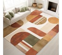 Moderna alfombra abstracta para salón, 50 x 80 cm, minimalista, cálida, filigrana, tonos tierra, patrón geométrico, alfombra para dormitorio, lavable, suave, antideslizante, de pelo corto, para