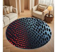 Moderna Alfombras Redondas Pelo Corto 100cm Agujeros GeoméTricos de Rejilla MetáLica Franela Suave Alfombra Círculo Salón Dormitorio Gris Alfombra Antideslizante Lavable en Lavadora