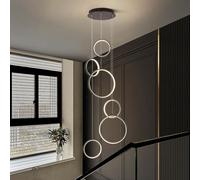 Moderna Anello Lampada A Sospensione LED Dimmerabile Geometria Scale Lampadario Da Soggiorno Nero Luci Pendenti Sala Da Pranzo Alberghi Ingresso Lampada Regolabile In Altezza Plafoniera (6 Anillos)