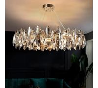Moderna araña de cristal LED de lujo, Luz de lámpara techo salon cristal forma de huevo brillante de oro, 8xE14 Colgante Para Dormitorio, Salón, Comedor, Restaurante