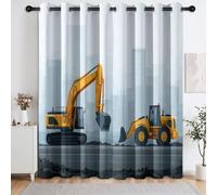 Moderna Arquitectura Excavadora Cortinas Opacas Ojales Cortinas Cortina Anti Luz Opacas Cortinas Aislantes Termicas, para Salon Dormitorio, 2 Piezas, 117 x 137 cm, Azul Claro
