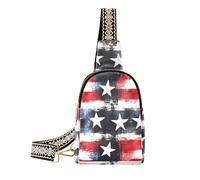 Moderna bolsa cruzada con diseño de búfalo a cuadros y estrellas de los Estados Unidos Patrióticos del 4 de julio para hombre para senderismo, Buffalo Plaid USA Stars Patriotic 4 de julio, 1 talla