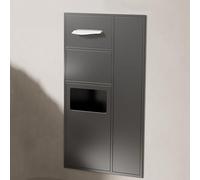 Moderna caja de almacenamiento de ducha de acero inoxidable, impermeable, empotrable, vertical, para artículos de tocador, papelera integrada y soporte para papel higiénico, diseño rectangular