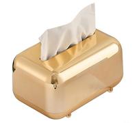 Moderna caja de pañuelos para escritorio, baño, cocina, 18 x 12 x 11 cm, diseño de plástico ABS con almohadilla antideslizante, acabado dorado galvanizado