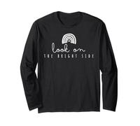 Moderna camiseta arcoíris con mensaje positivo de Look on the Bright Side Manga Larga