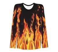 Moderna camiseta de manga larga para mujer con moderno diseño de impresión, ajuste cómodo para diversas ocasiones, naranja, XXL