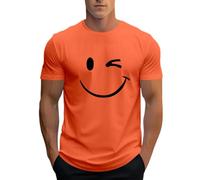 Moderna camiseta para hombre con diseño informal, cuello redondo, manga corta, cómoda y elástica, para uso diario, ideal para primavera y verano, naranja, L