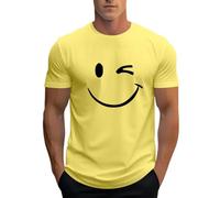 Moderna camiseta para hombre con diseño informal, cuello redondo, manga corta, cómoda y elástica, para uso diario, ideal para primavera y verano, amarillo, L