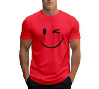 Moderna camiseta para hombre con diseño informal, cuello redondo, manga corta, cómoda y elástica, para uso diario, ideal para primavera y verano, rojo, L