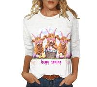 Moderna camiseta para mujer con estampado gráfico como manga corta, blusa informal en moderno diseño de cuello redondo para diversas ocasiones, Blanco, L