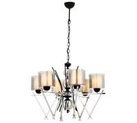 Moderna Chandelier, acabado cromado, 95 cm de altura x 66 cm de diámetro, cuerpo de metal, tapa de cristal, 6 x E27 máx. 40 W, iluminación elegante para decoración del hogar