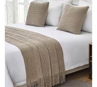 Moderna colcha de color sólido con borlas, 1 pieza, bufanda para cama, elegante manta para decoración de dormitorio, 65 x 260 cm, perfecta para uso doméstico y hotelero