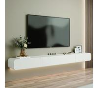Moderna consola de TV montada en la pared con puertas y cajones, elegante almacenamiento multimedia para sala de estar y dormitorio, diseño elegante que ahorra espacio, maximiza el estilo y el espacio