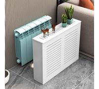 Moderna cubierta blanca para radiador con diseño de persiana, estante decorativo para armario de calefacción, instalación sin perforaciones, ahorra espacio, 70 x 70 x 20 cm