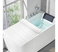 Moderna cubierta de bañera para baño, estante plegable impermeable y a prueba de polvo, bandeja de bañera de PVC con aislamiento térmico, bandeja de madera, accesorios de bañera, fácil de limpiar