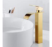 Moderna de cascada cuadrada Baño mezclador de tapa de la cuenca de una sola palanca de palanca B grifo (plata) LWX