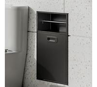 Moderna ducha de acero inoxidable, caja de almacenamiento rectangular empotrable impermeable para baño, alcoba vertical para papel higiénico y papelera integrada, ideal para sala de estar y cocina