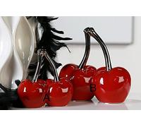 Moderna Escultura Cerezo DOBLE CHERRY de Cerámica rojo/plata Altura 21 cm