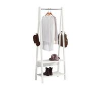 SoBuy Perchero con 2 Estantes de Almacenaje, Barra para Colgar & Perchero Independiente para Dormitorio & Pasillo, Blanco, FRG59-W