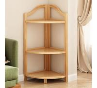 Moderna estantería esquinera en forma de L para almacenamiento independiente, elegante soporte para plantas para sala de estar, cocina y oficina en casa, acabado de madera natural, 73 cm