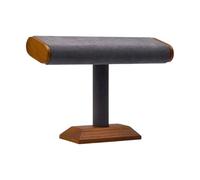 Moderna estantería expositora de joyería con base de madera de nogal, acabado gris/beige, estante decorativo de exhibición con múltiples escenas para accesorios, elegante vitrina de joyería para