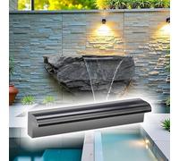 Moderna fuente de roca rectangular de acero inoxidable de 85 pulgadas para piscinas al aire libre y estanques koi, kit decorativo de agua para paisajismo elegante