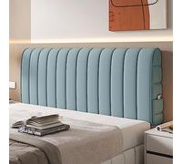 Moderna funda tapizada para cabecero de cama, tamaño King, protector de respaldo de cuero/madera, a prueba de polvo, para decoración de dormitorio, tela tecnológica, elegante, color azul (190 cm)
