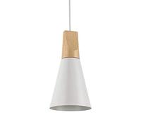 Moderna Industrial Colgante de Luz - E27 Metal Pantallas de Iluminación Retro Edison Lámpara de Techo, Mezcla perfecta de aluminio y madera de Iluminación decorativa (Blanco)